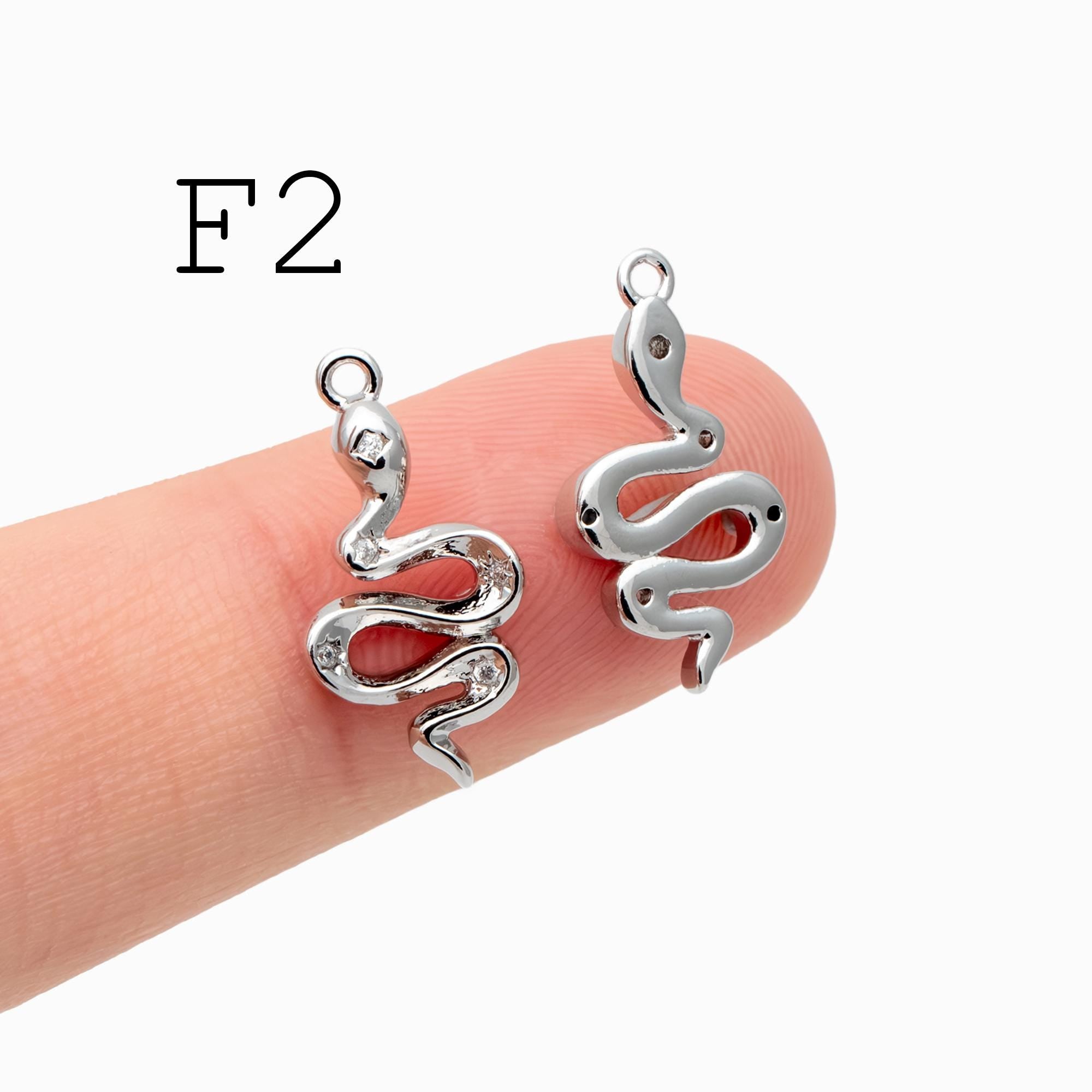 4pcs Gold Snake Charm, 18K Gold Plated Brass, Snake Necklace Jewelry Pendant (GB-2756)
